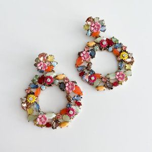 J. Crew Colorful Floral Hoop Earrings (Multi Color)